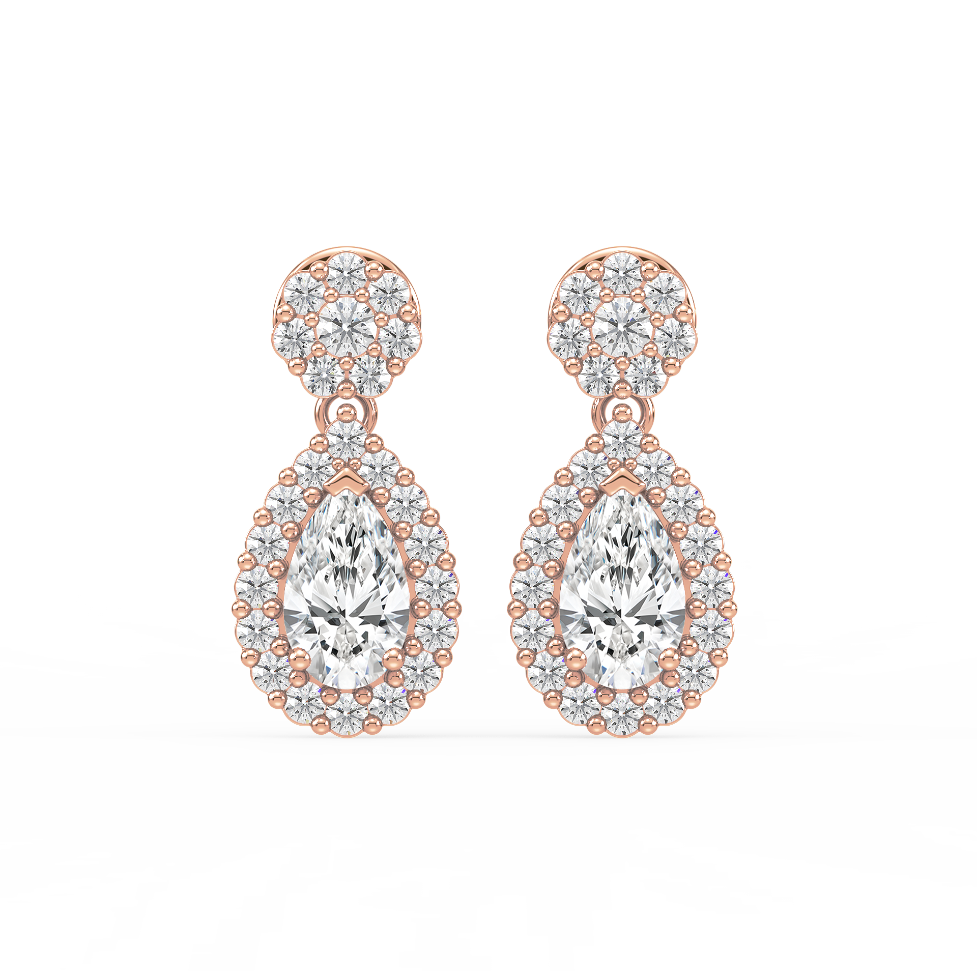 Pear Halo Lab Grown Diamond Earrings