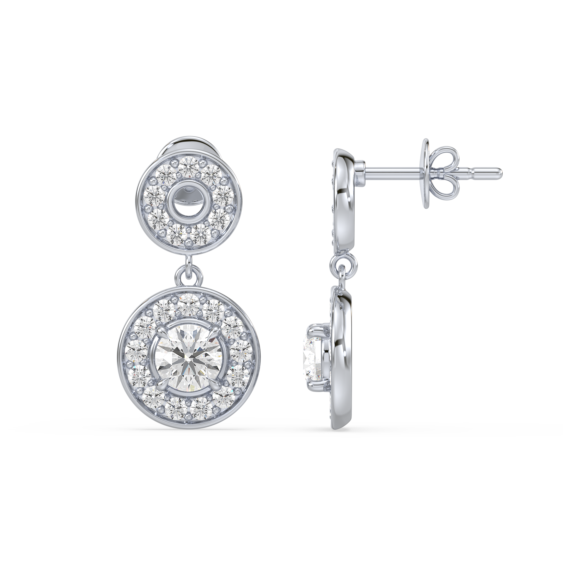 Round Halo Lab Grown Diamond Earrings