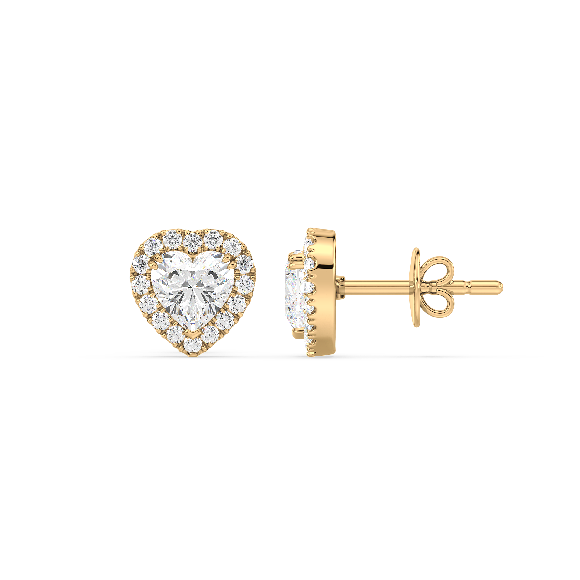 Heart Halo Solitaire Lab Grown Diamond Studs