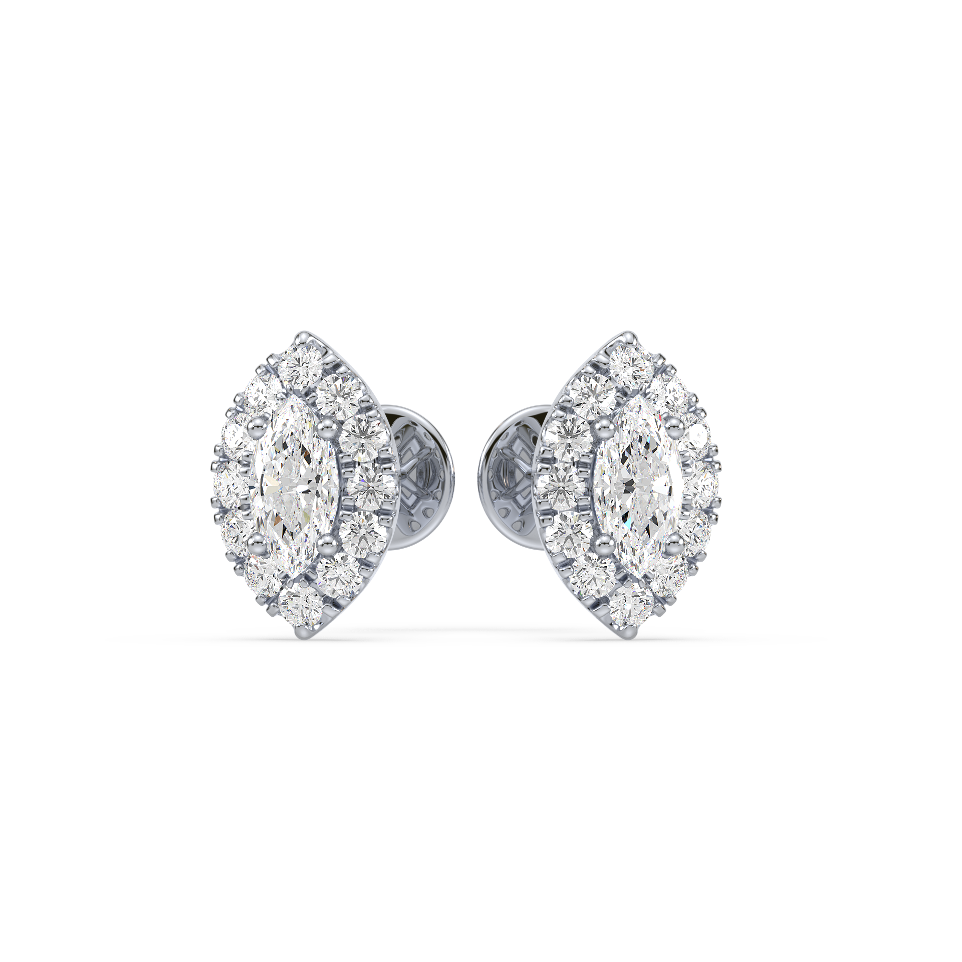 Marquise Shape  Halo Lab Grown Diamond Stud Earrings