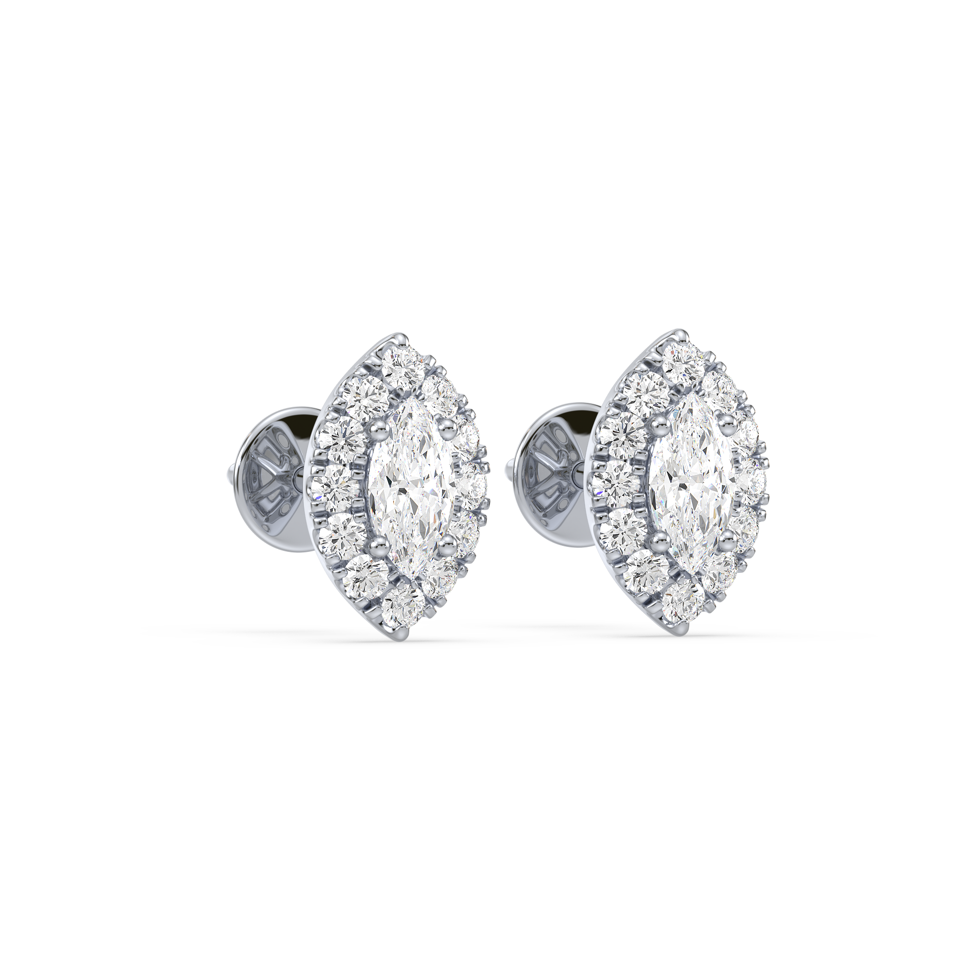 Marquise Shape  Halo Lab Grown Diamond Stud Earrings