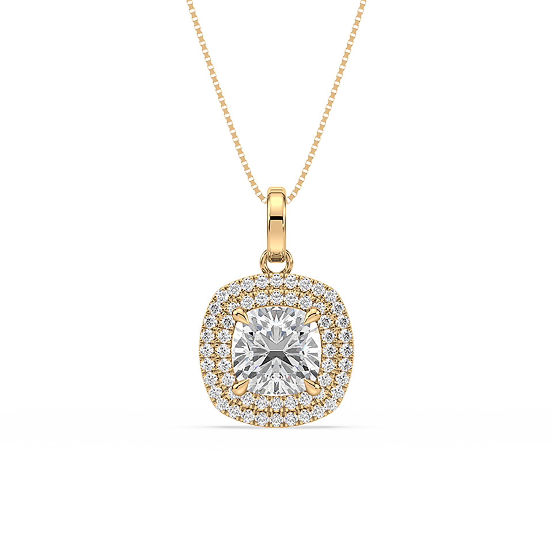 Round Cut Double Halo Lab Grown Diamond Pendant