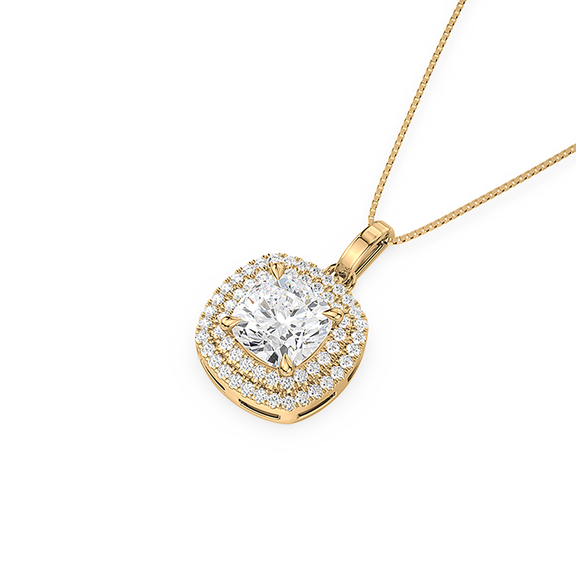 Round Cut Double Halo Lab Grown Diamond Pendant