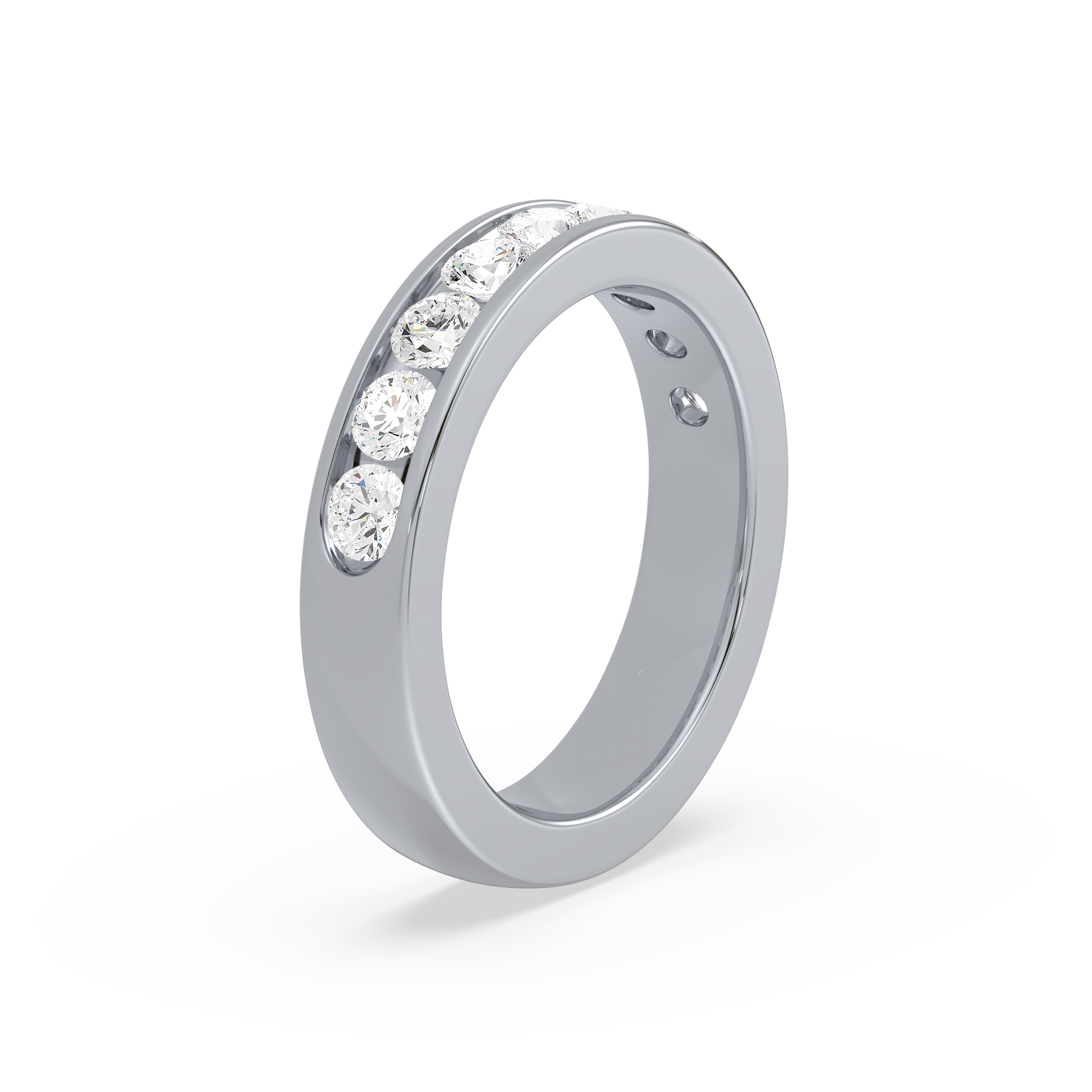 Round Brilliant Cut Lab Grown Diamond Channel Set Half Eternity Ring