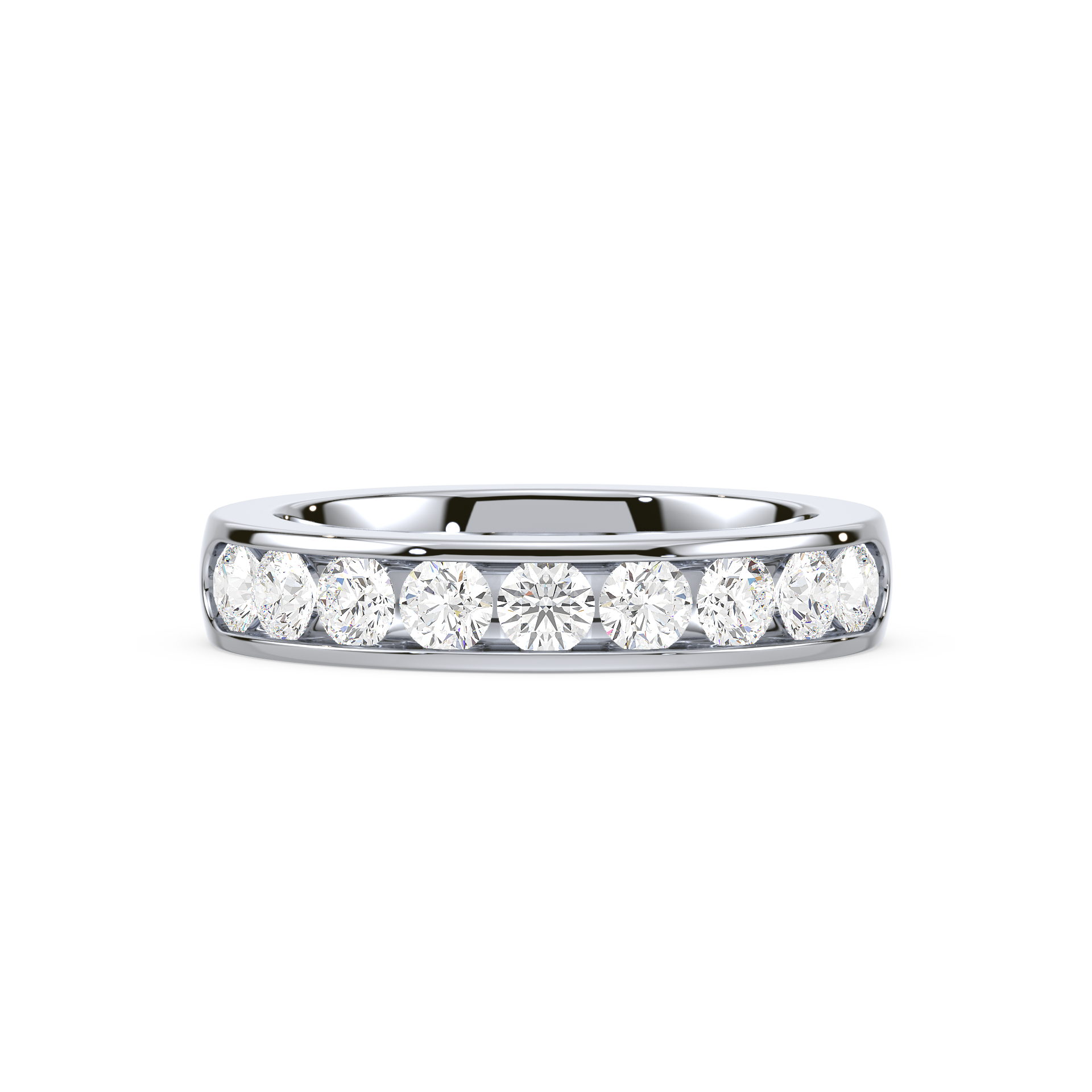 Round Brilliant Cut Lab Grown Diamond Channel Set Half Eternity Ring