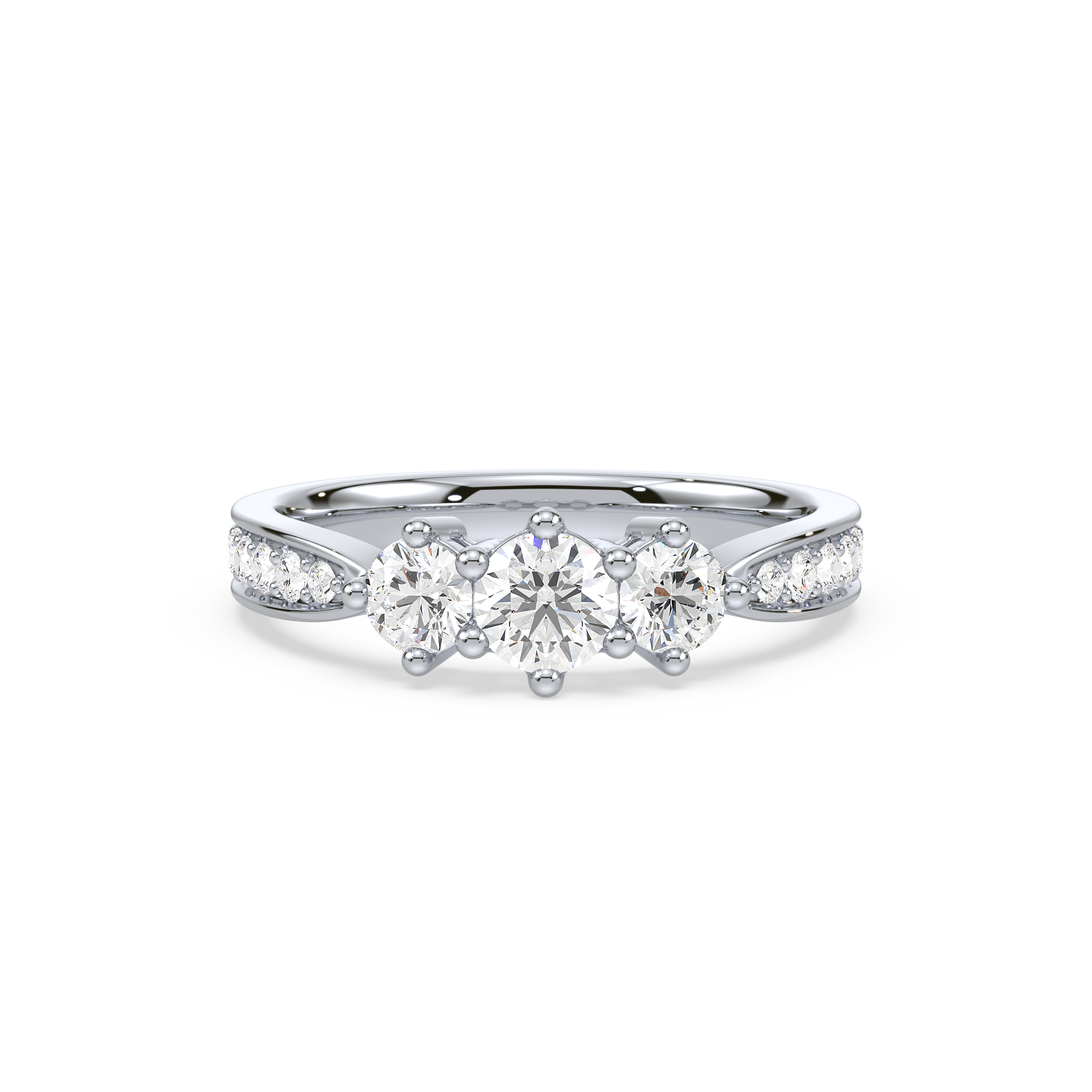 Three Stone Round Lab Grown Diamond Channel Set Ring