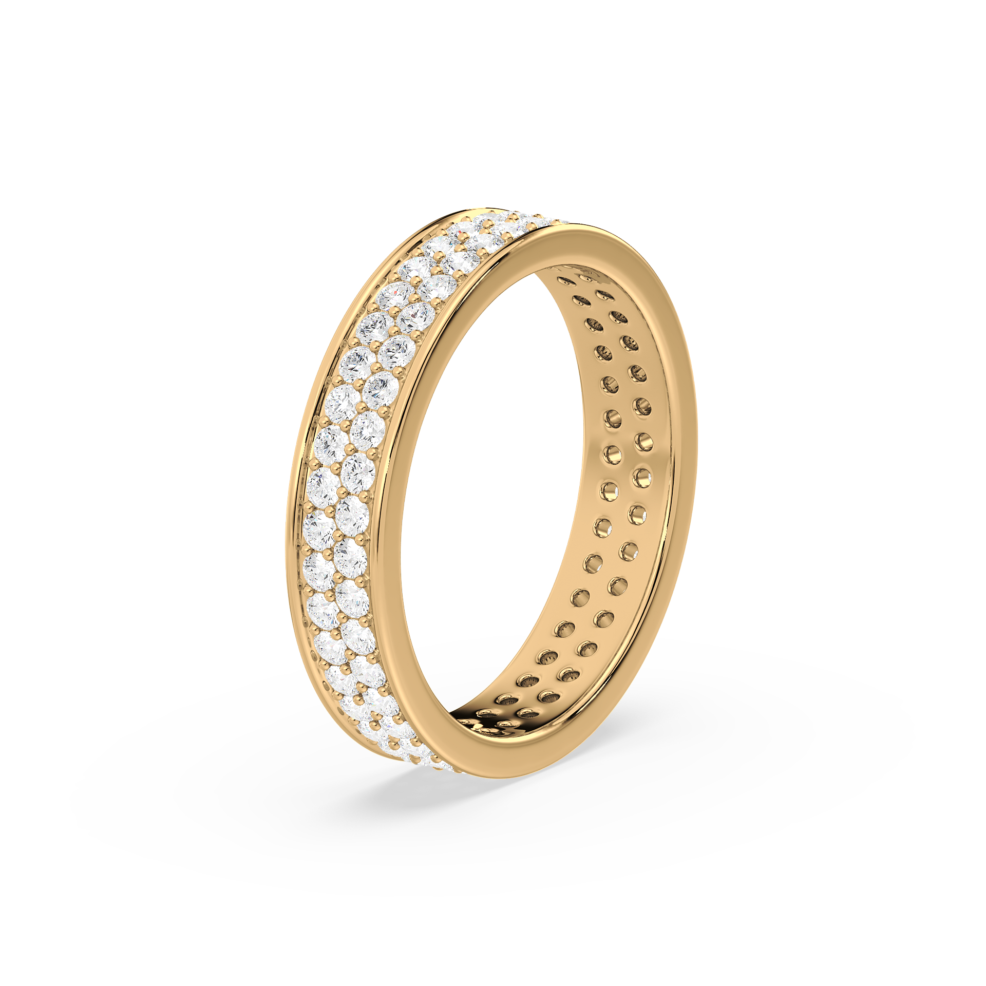 Double Row Channel Set Round Cut Lab Grown Eternity Ring