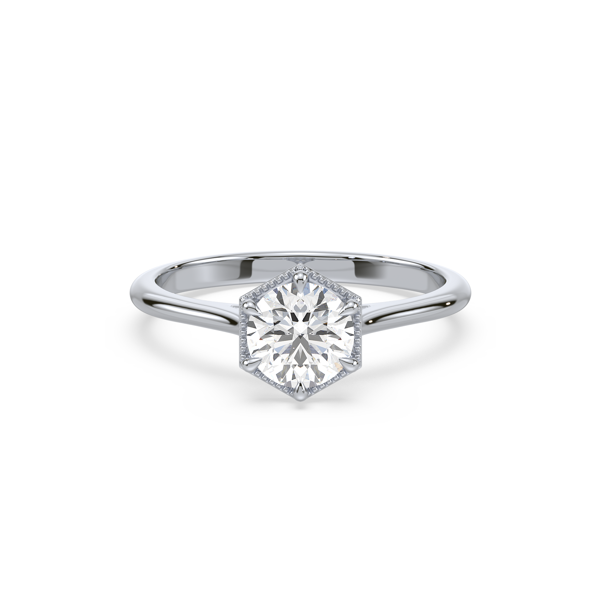 1.5ct Round Lab Grown Diamond Hexagonal Halo Bezel Engagement ring