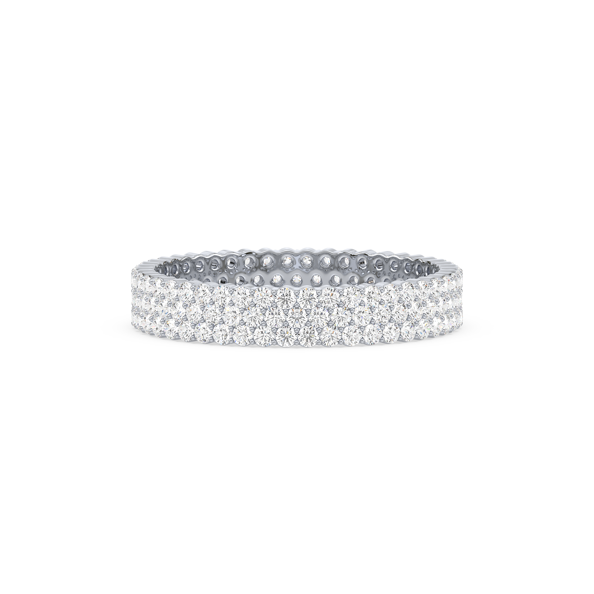 Three Row Eternity Ring With Round Cut Lab Grown Diamonds