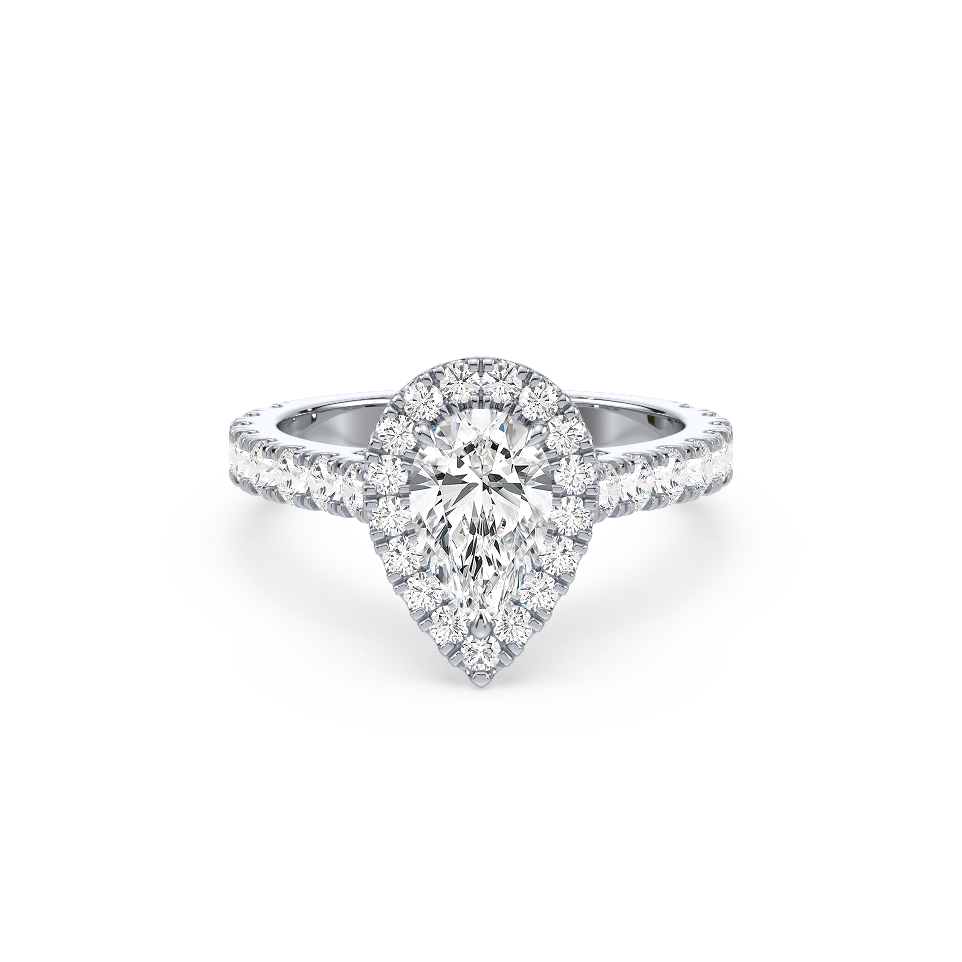 Pear Cut Halo Lab Grown Diamond Engagement Rings