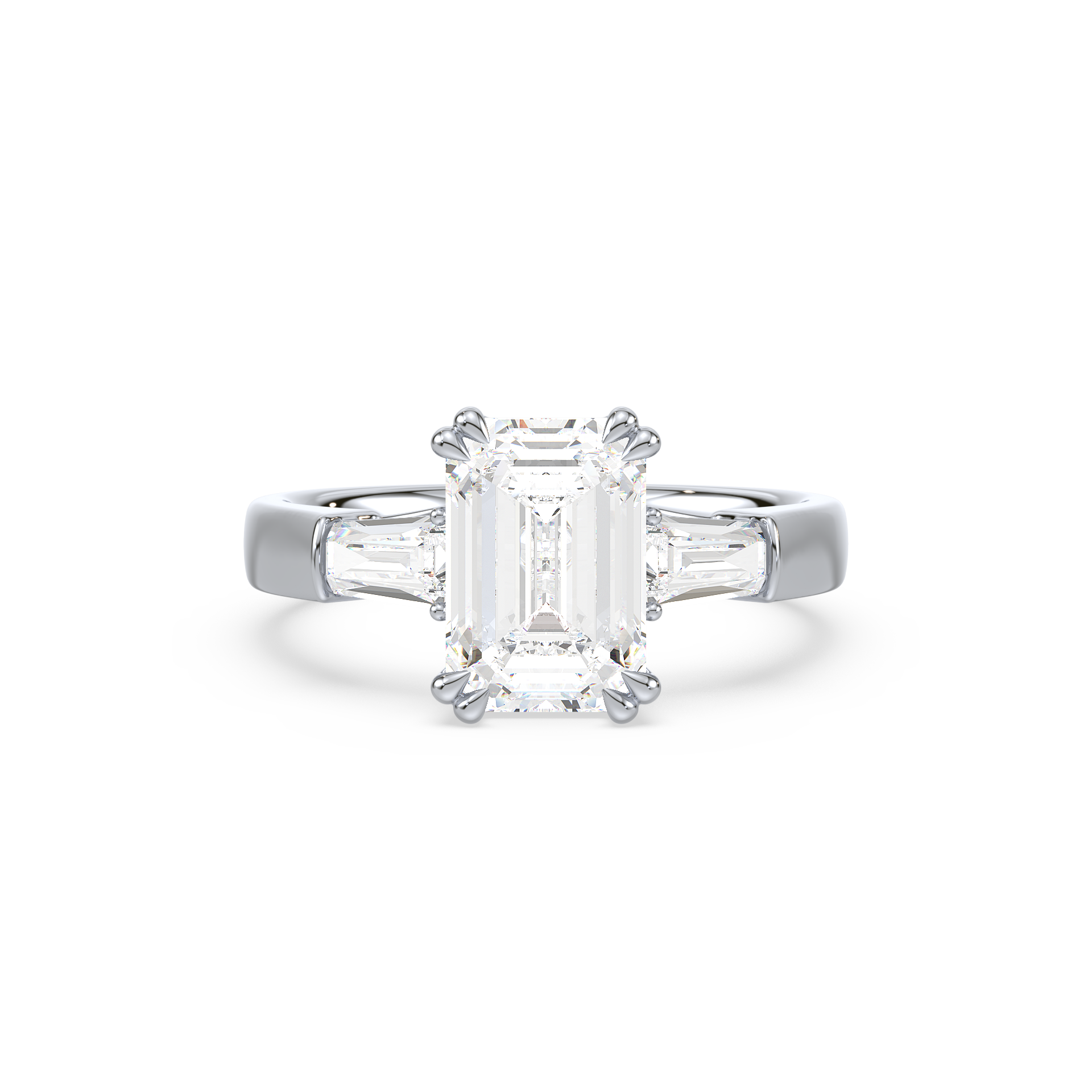 2.5ct Three Stone Emerald Cut Lab Grown Diamond Engagement Ring