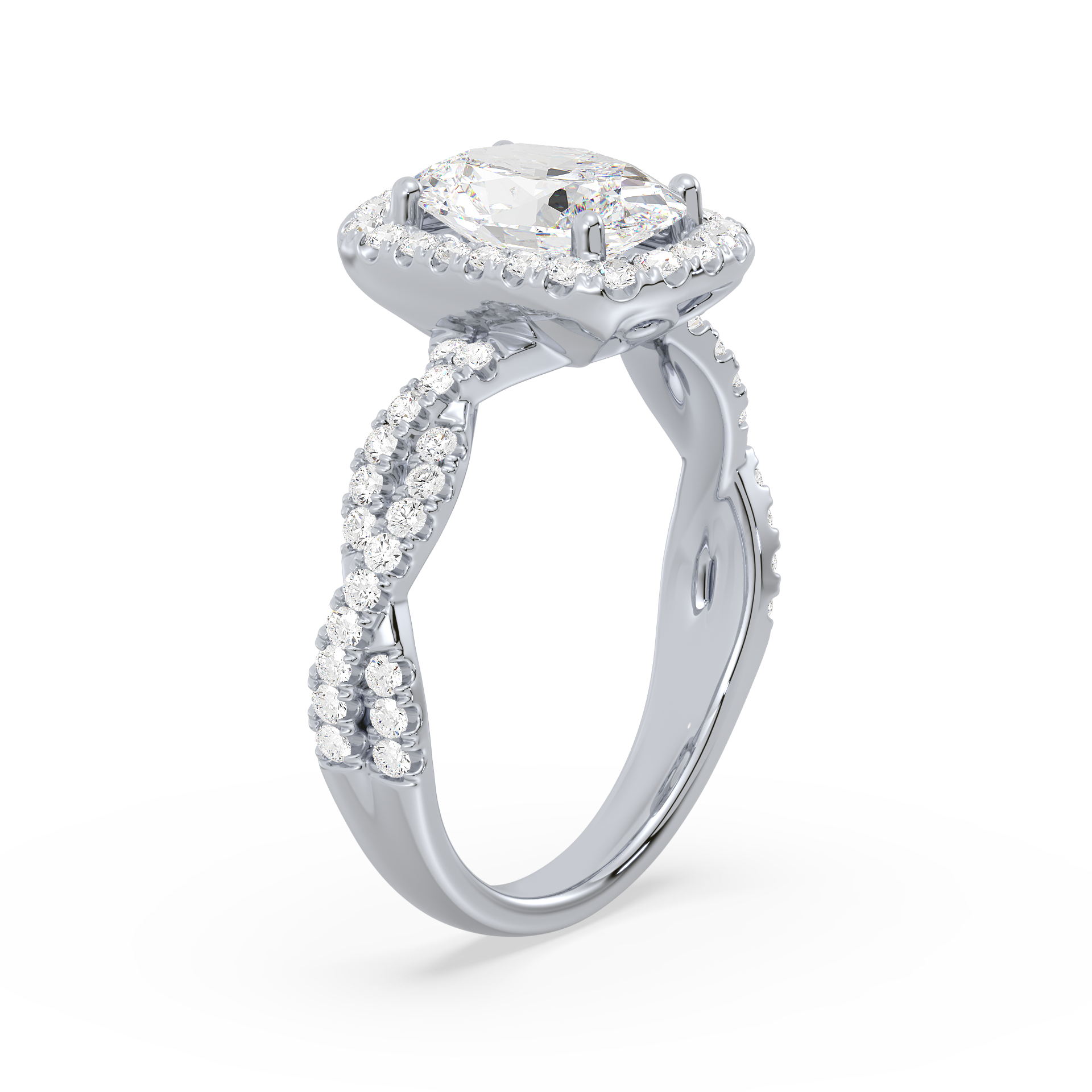 1.8ct Oval Brilliant Cut Twisted Vine Halo Lab Grown Diamond Ring