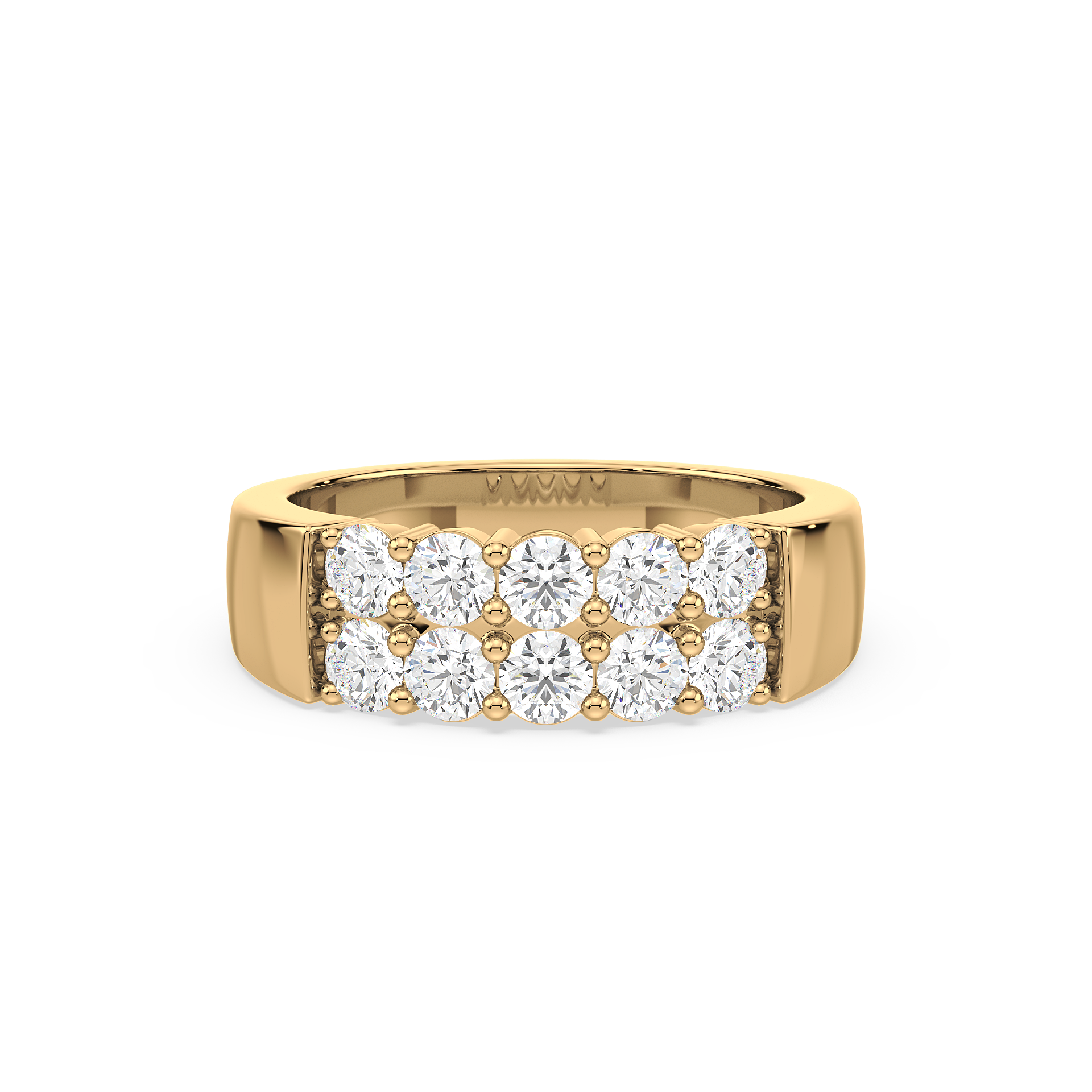 Round Cut Two Row Lab Grown Diamond Band Ring