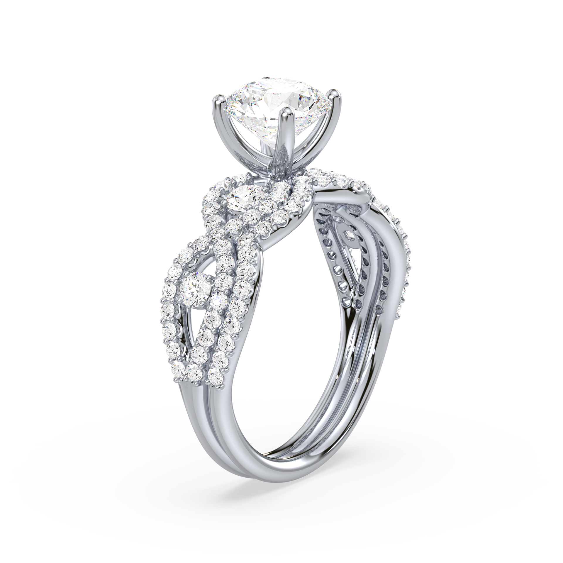 1.25ct Round Cut Swirl Design Lab Grown Diamond Ring